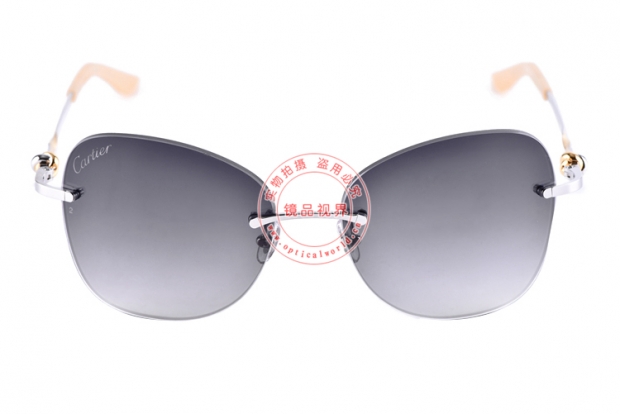 Cartier卡地亚双色镀金与镀钯太阳眼镜ESW00050 C21A04F 灰色镜片